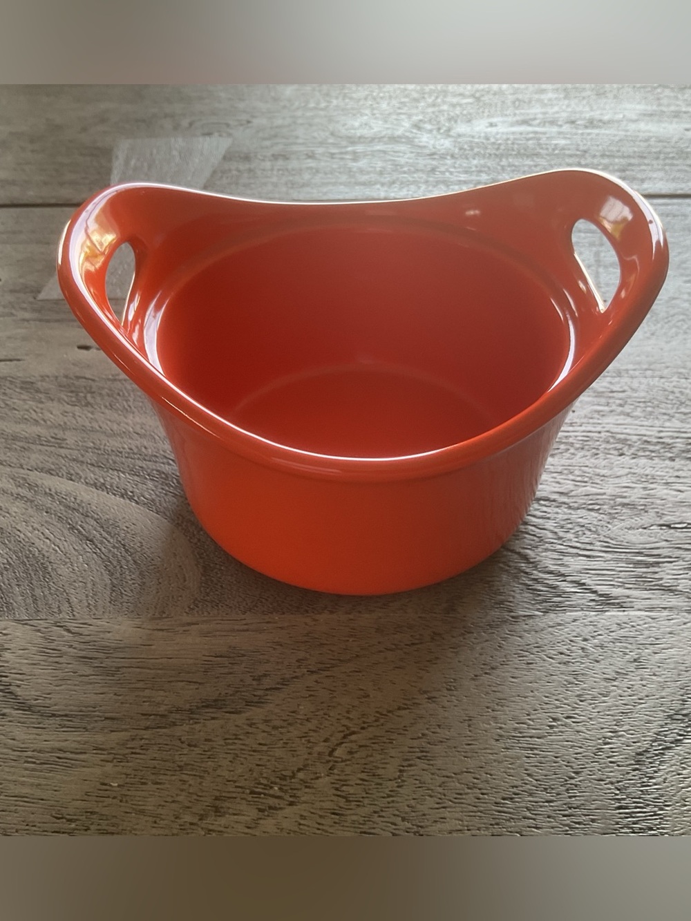Rachael Ray Round Orange Baking Serving Bowl with Handles, 18 oz.